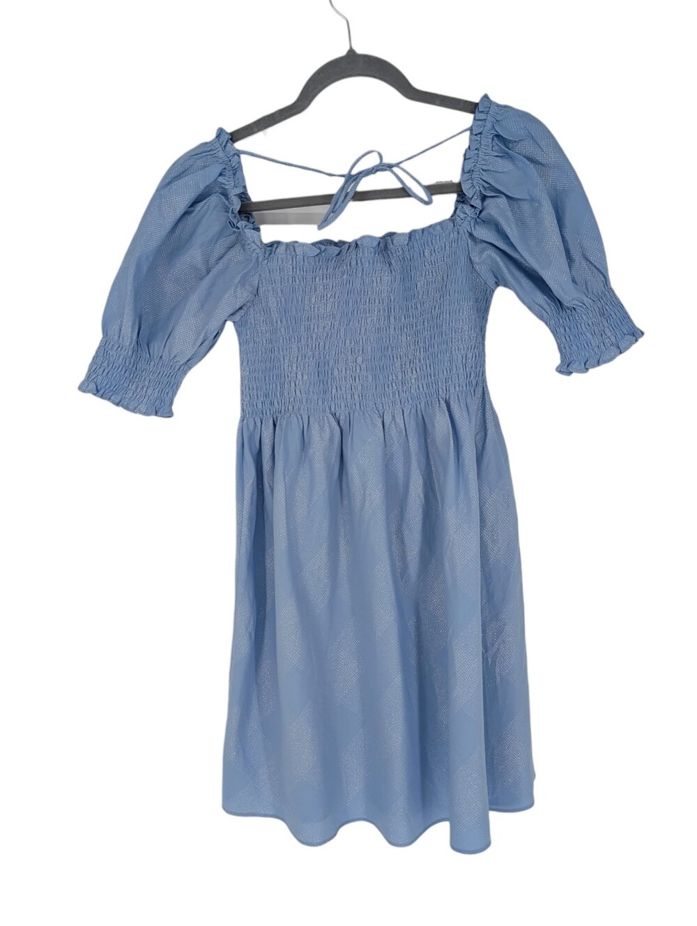 Hill House Athena Nap Dress Blue Glitter Check Silver Small NWT Babydoll Mini - Picture 5 of 7